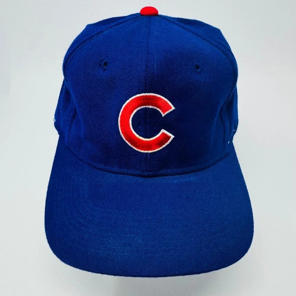VTG Chicago Cubs Baseball Hat 7 1/4 Blue Red C Logo Sports Specialties 100% Wool